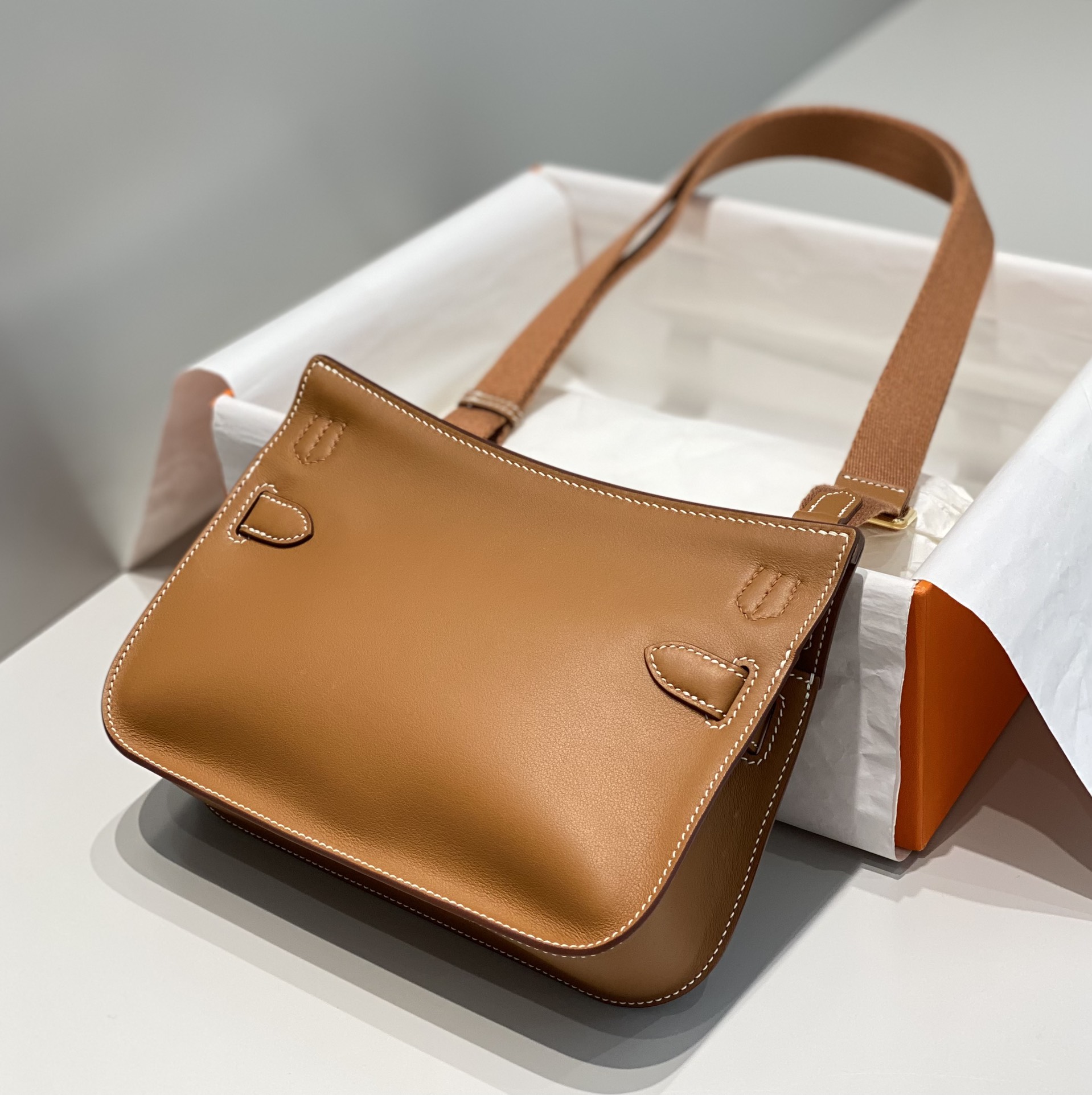 Hermes Jypsiere Mini Shoulder Bag In Brown Swift Leather